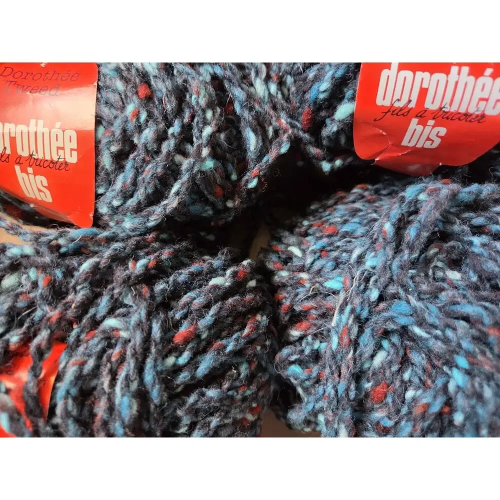 Vintage Dorothee Bis French Wool Tweed Yarn Lot Multicolor Chunky Texture